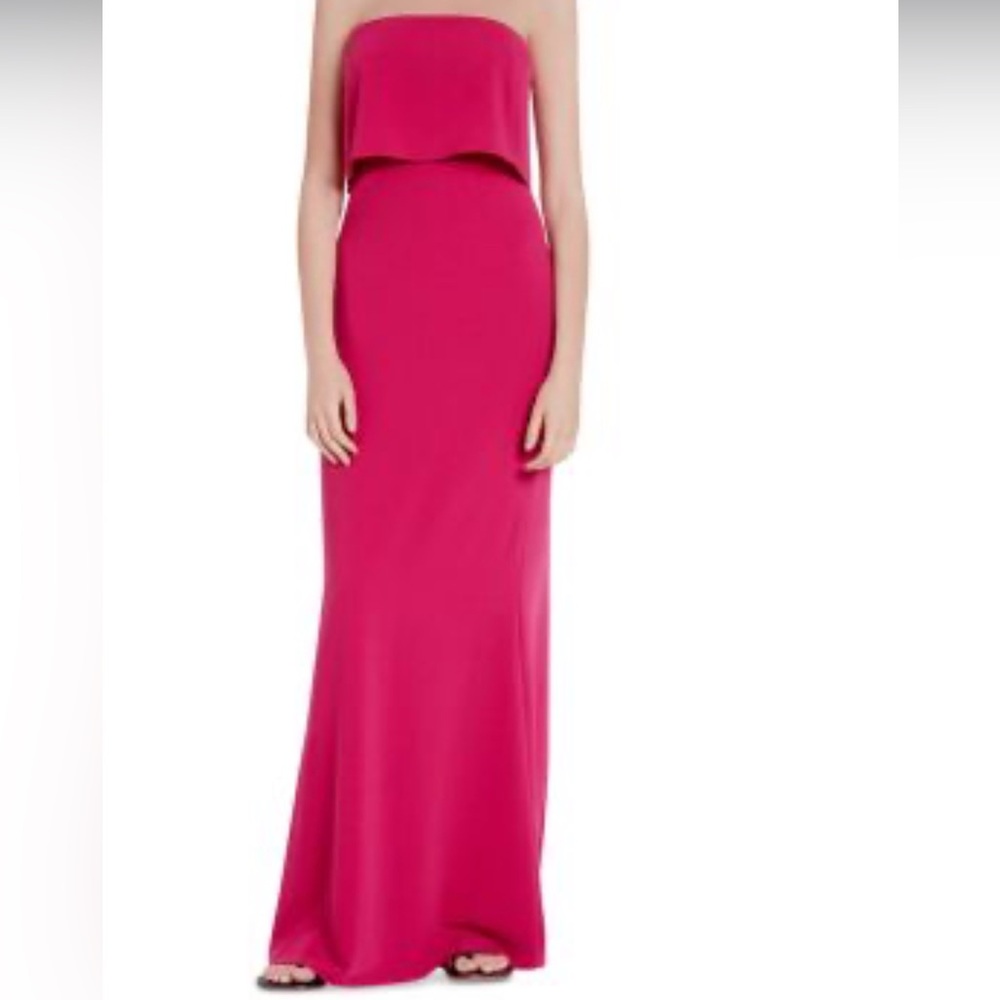 Halston Strapless Popover Gown in fuchsia